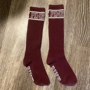 VS Pink Maroon socks